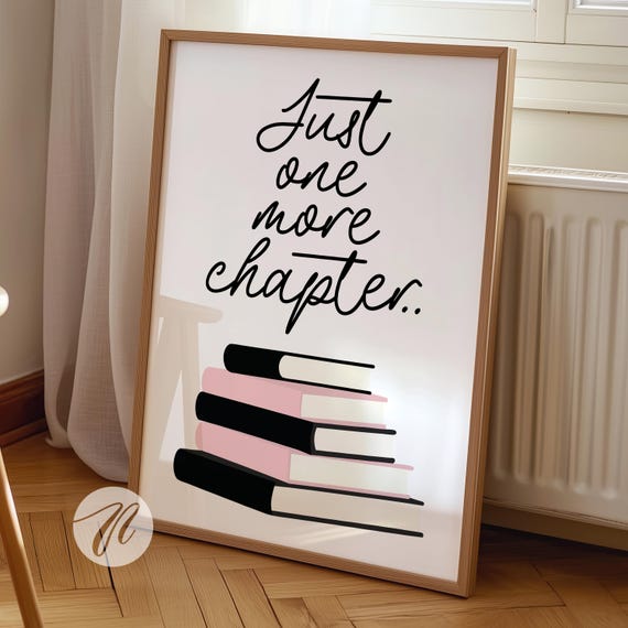 Book Lover Print Stack Of Books Poster Cute Typography Wall Art Bookish Apartment Decor Bookworm