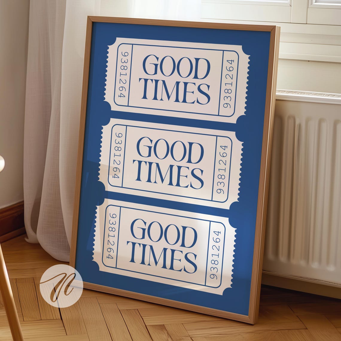 Good Times Ticket Stubs Coastal Blue Retro Typography Party Poster