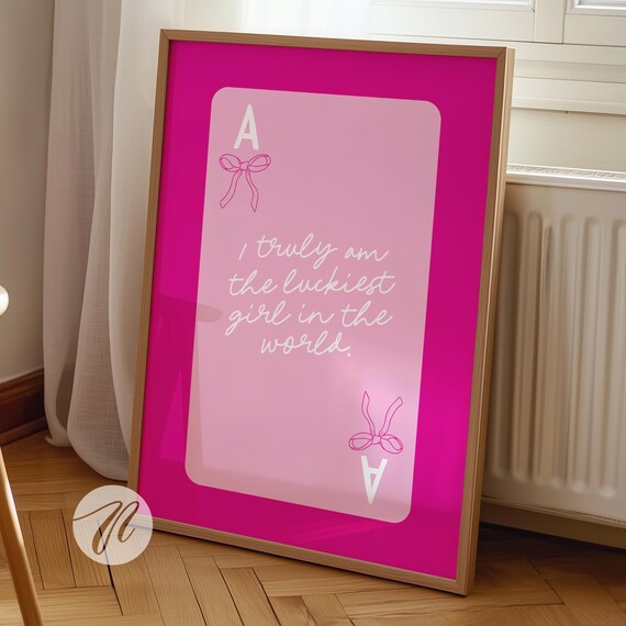 Pink Ace Card Luckiest Girl Coquette Poster Preppy Trendy Room Decor