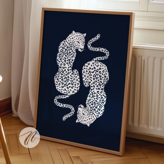 Navy Cheetah Print Trendy Blue Poster