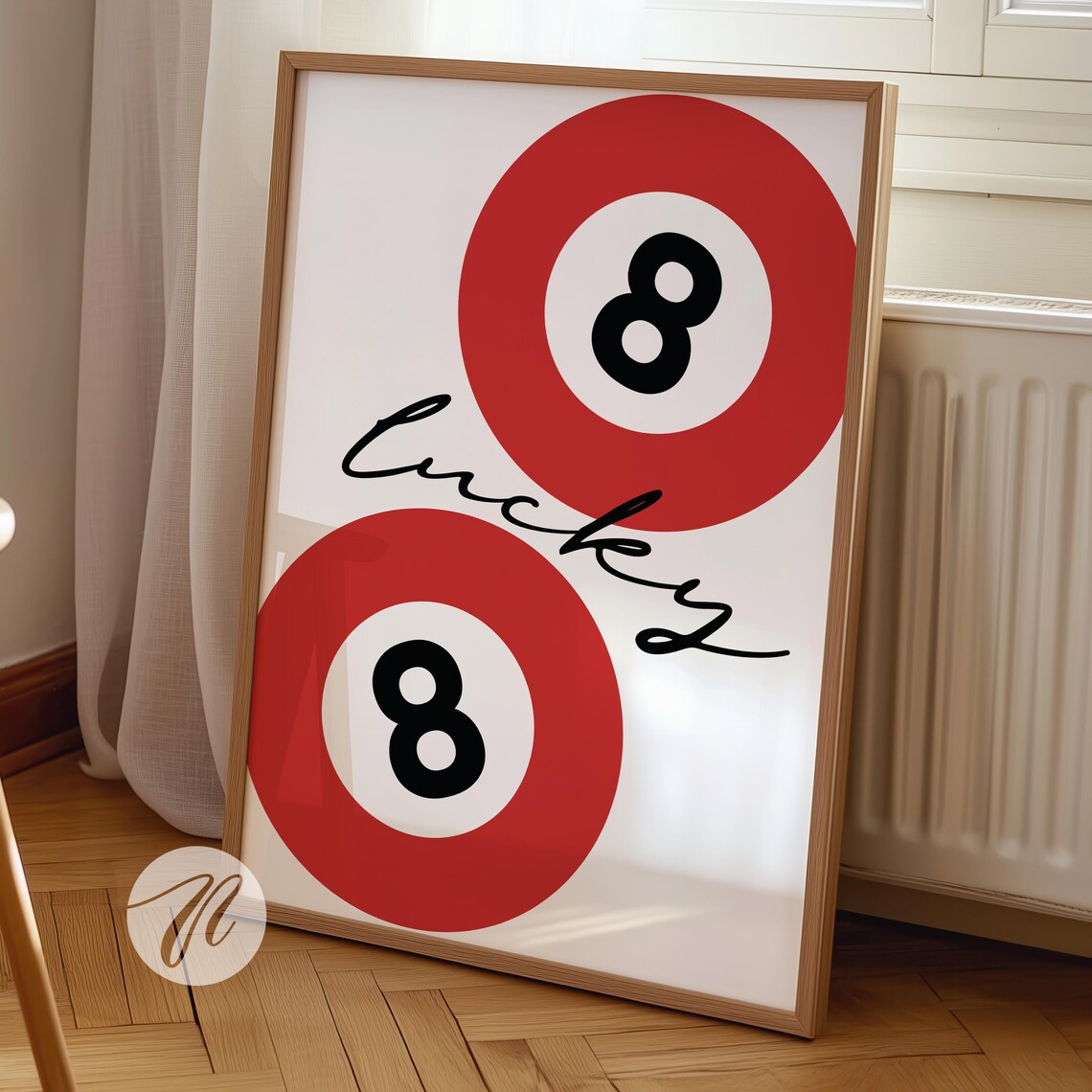 Red Retro 8 Ball Poster Blue Cheetah Print Vintage Pool Wall Art Funky Yk2 Dorm Room Decor