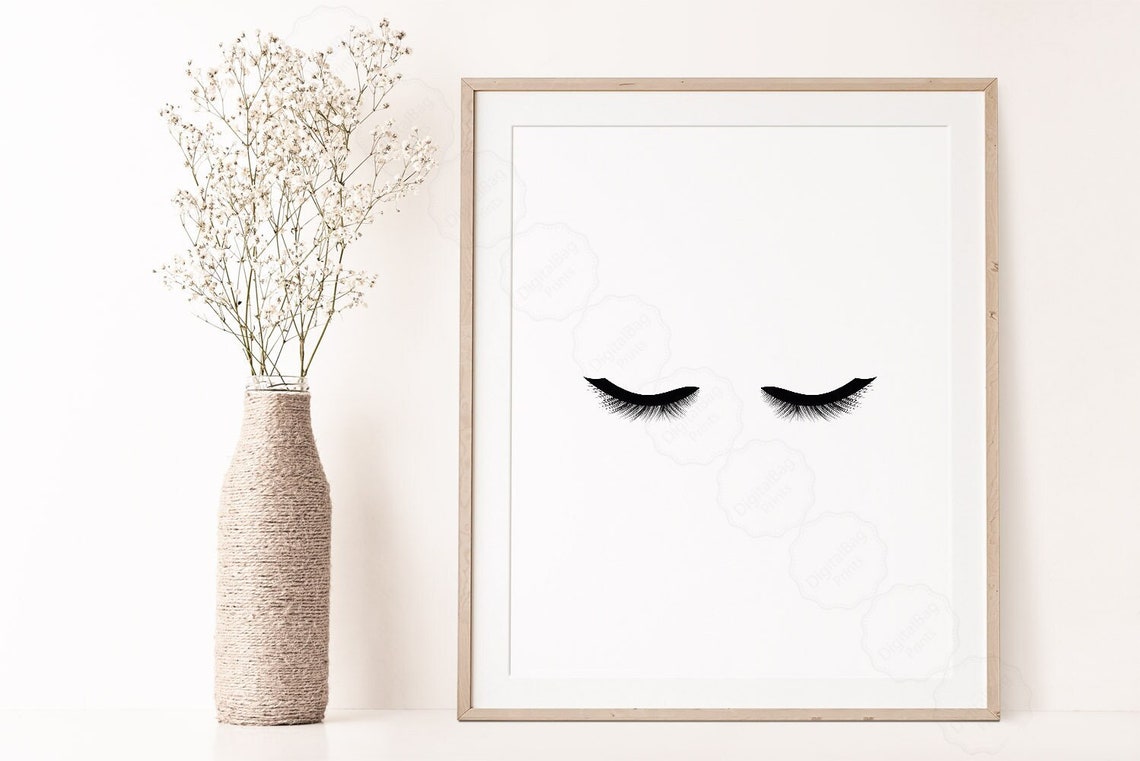 Eyelash Illustration Closed Eyes Beauty Vanity Lashes Art Poster