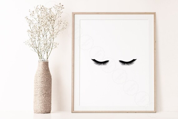 Eyelash Illustration Closed Eyes Beauty Vanity Lashes Art Poster