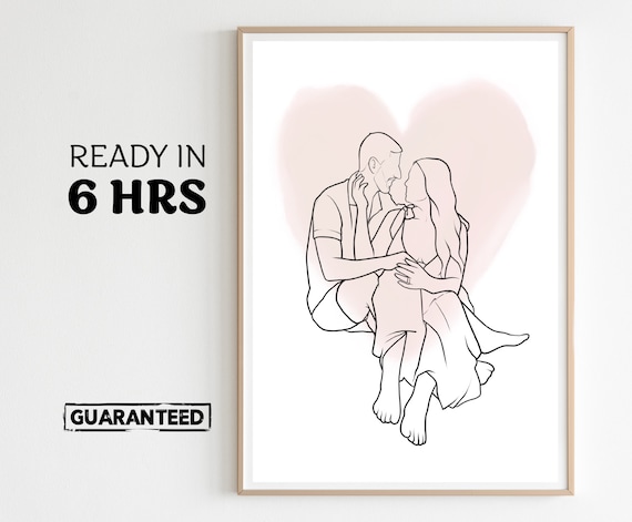 Family Illustration Art Minimalist Gifts Faceless Portrait Line Art Minimalistic Drawing Minimal Gifts Gift For Mother Gift For Dad