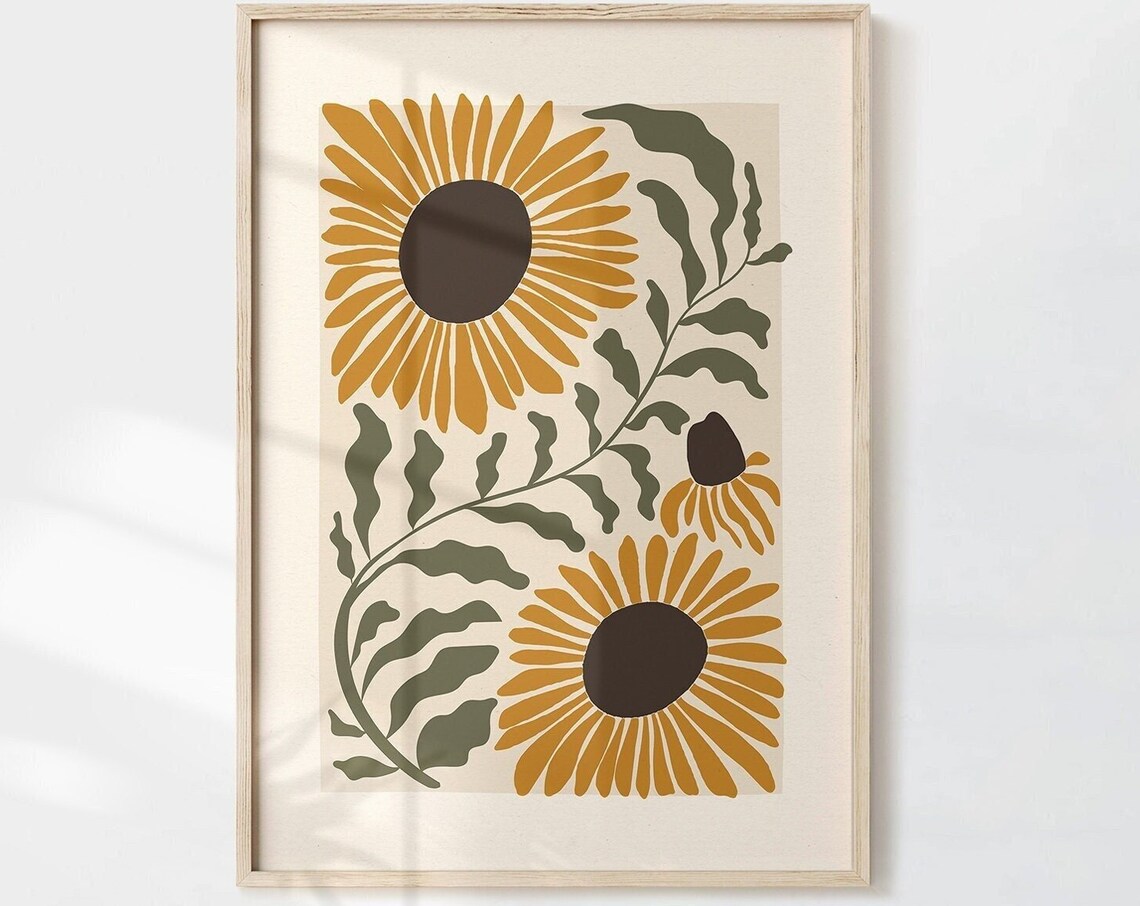 Matisse Sunflower Print, Minimalist Botanical Art