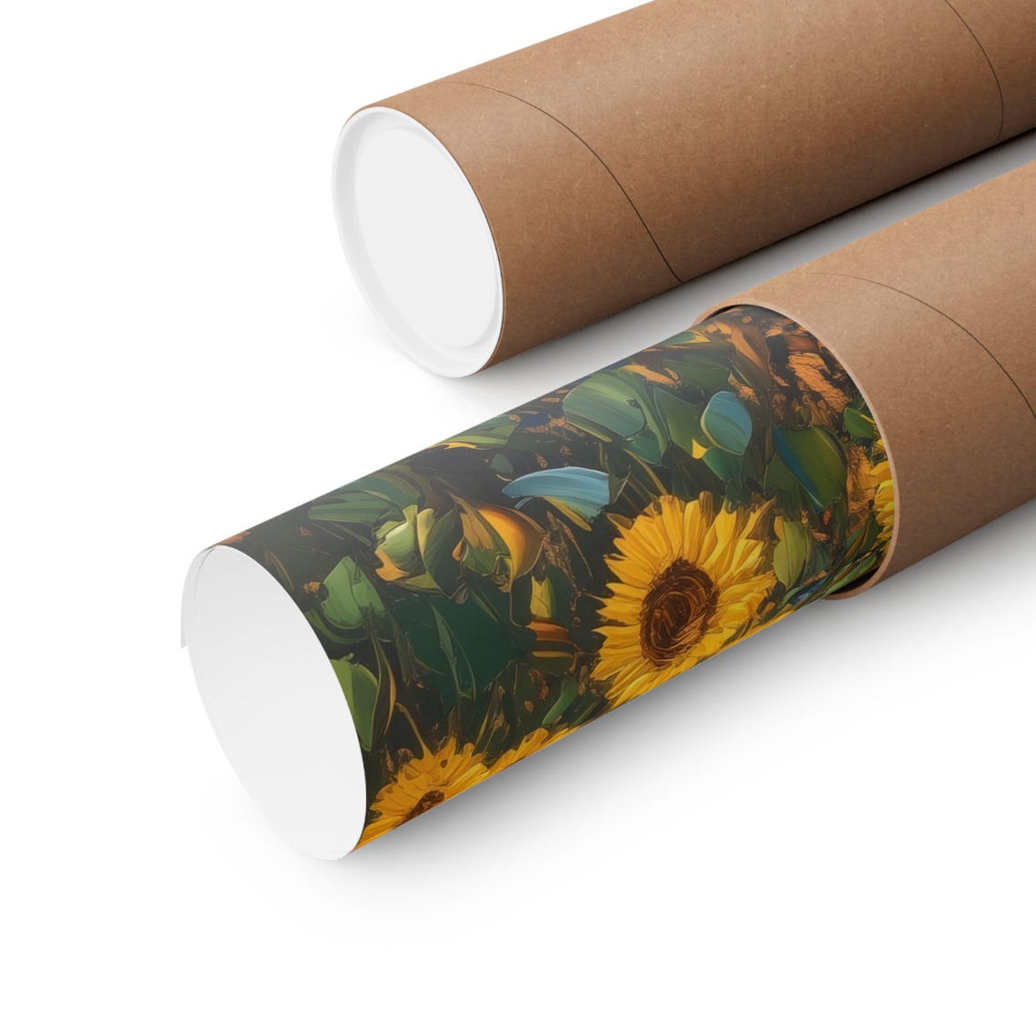 Sunflower Field Summer Sky Bold Impasto Yellow Bloom Art Poster - Image 2