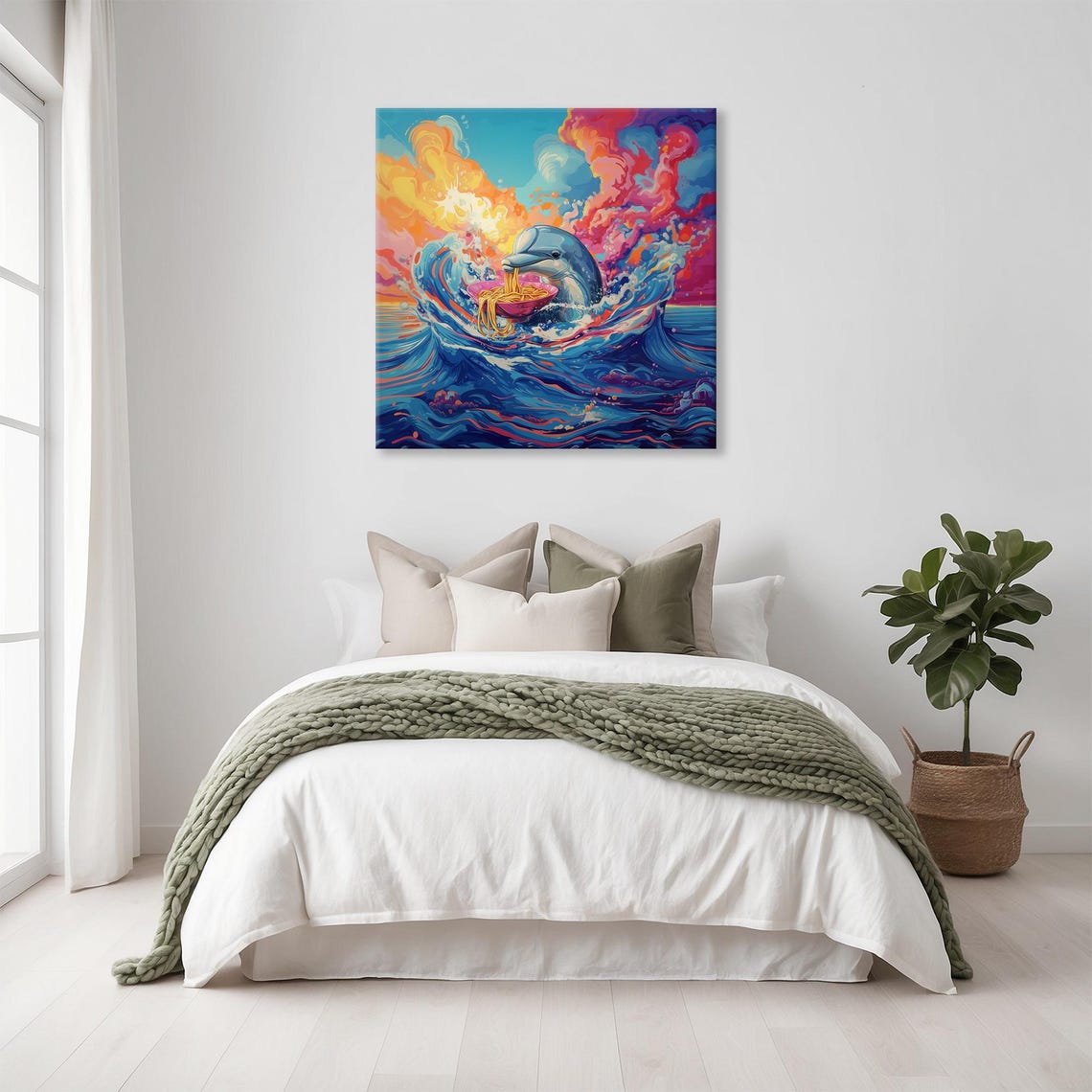 Maximalist Eclectic Ramen Dolphin Print Bold Altered Animal Portrait Fantasy Fun Colorful Renaissance Rustic Art