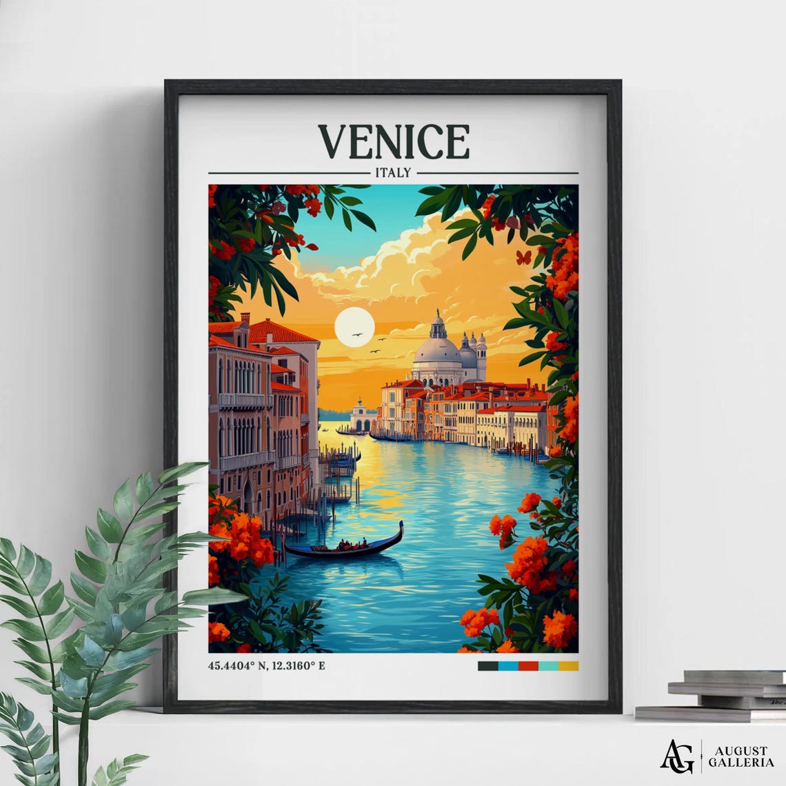 Venice Italy Retro Travel Print Wall Art Framed Canvas Poster Illustration Wanderlust