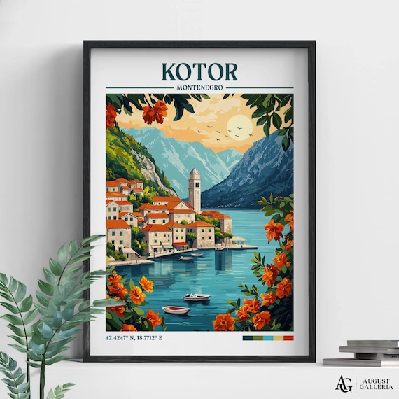 Kotor Montenegro Retro Travel Poster
