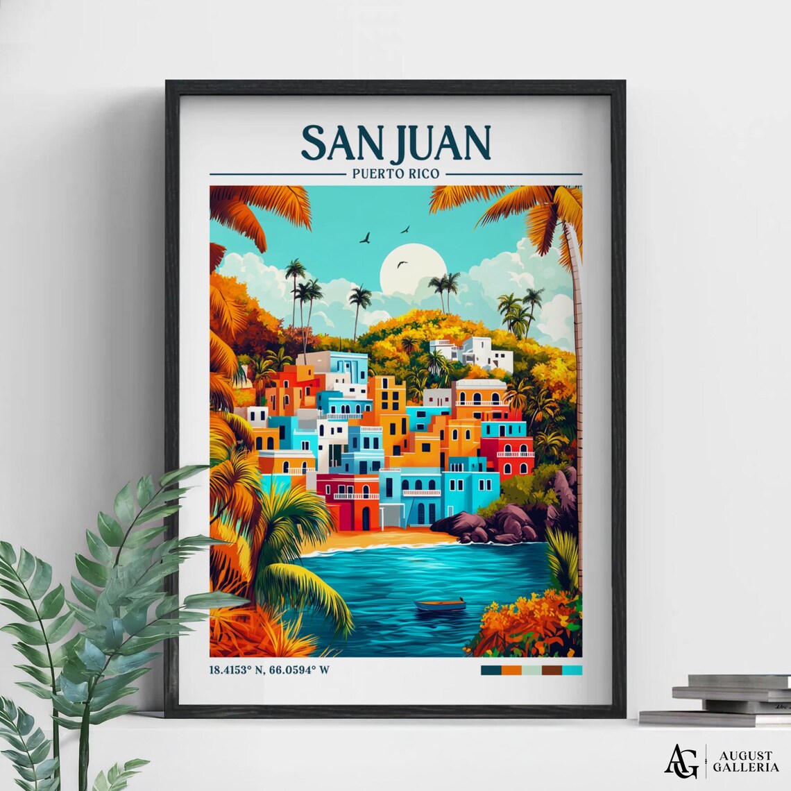 San Juan Retro Travel Poster, Wanderlust Illustration