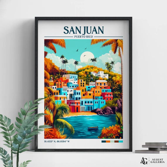 San Juan Retro Travel Poster, Wanderlust Illustration