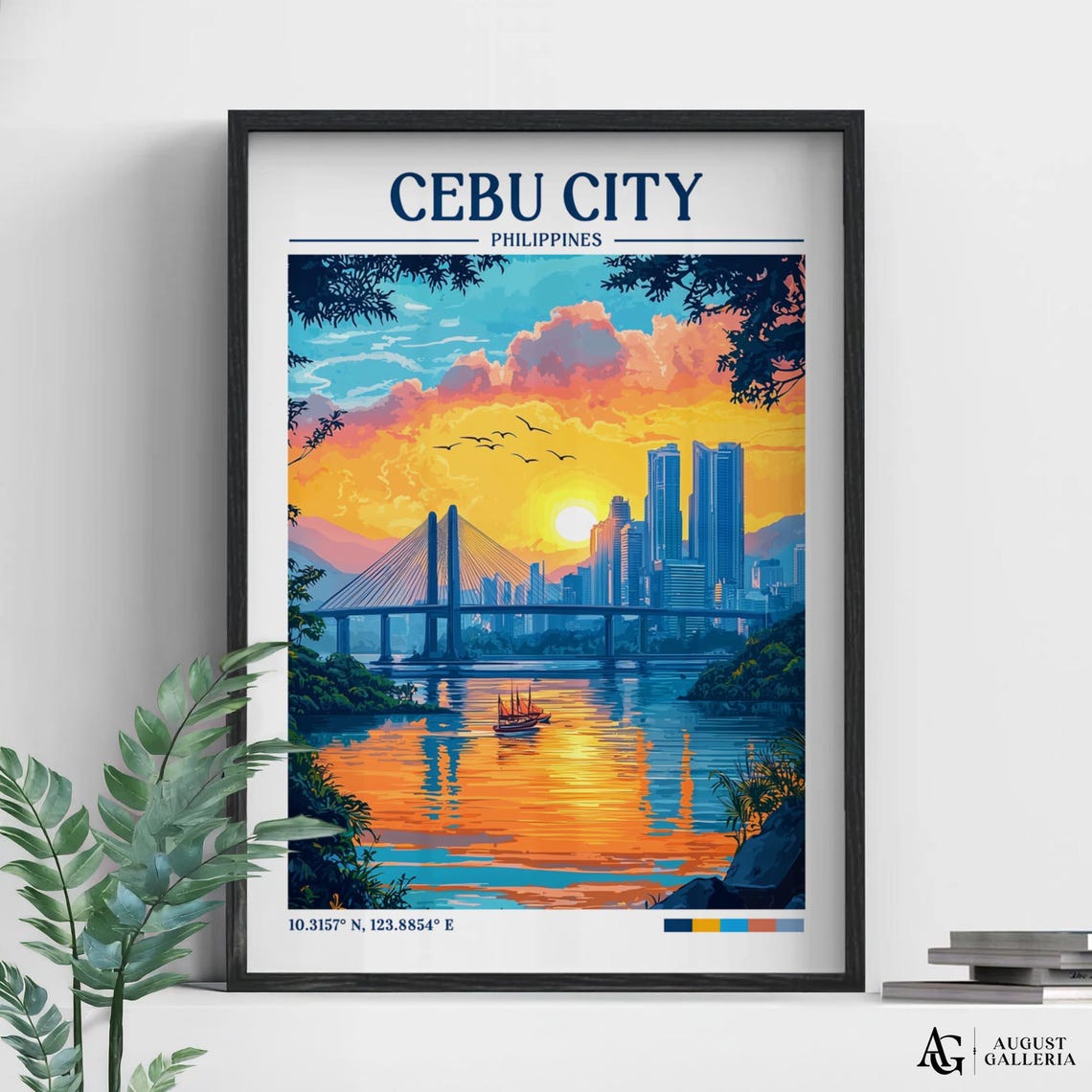 Cebu City Philippines Retro Travel Print Wanderlust Posters Illustration Wall Art Framed Prints Canvas Poster