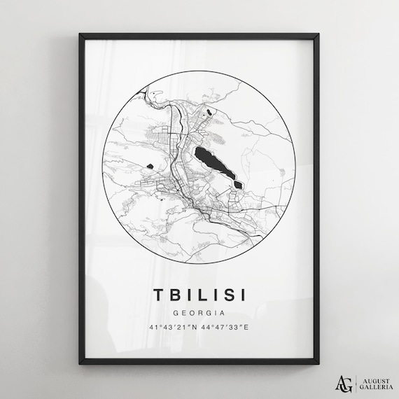 Tbilisi Georgia Minimalist City Map Poster with Coordinates Art