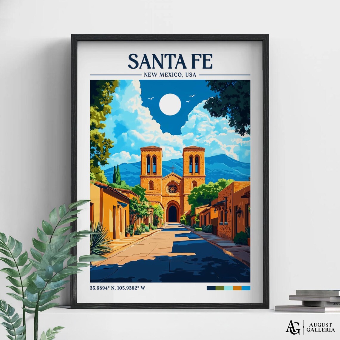 Santa Fe Retro Travel Poster, Wanderlust Illustration