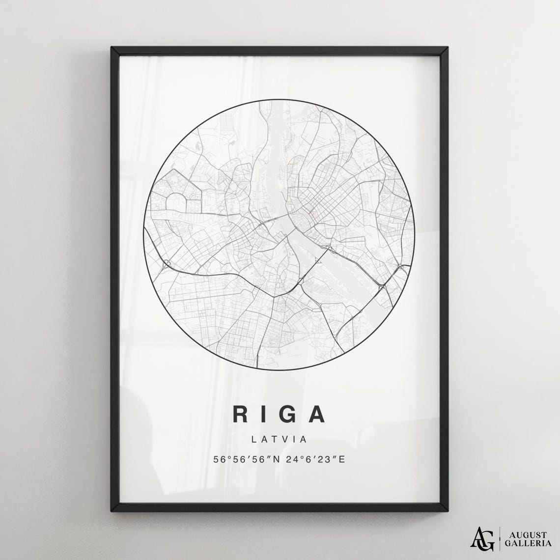 Riga Latvia Minimalist City Map Poster with Coordinates Art Decor