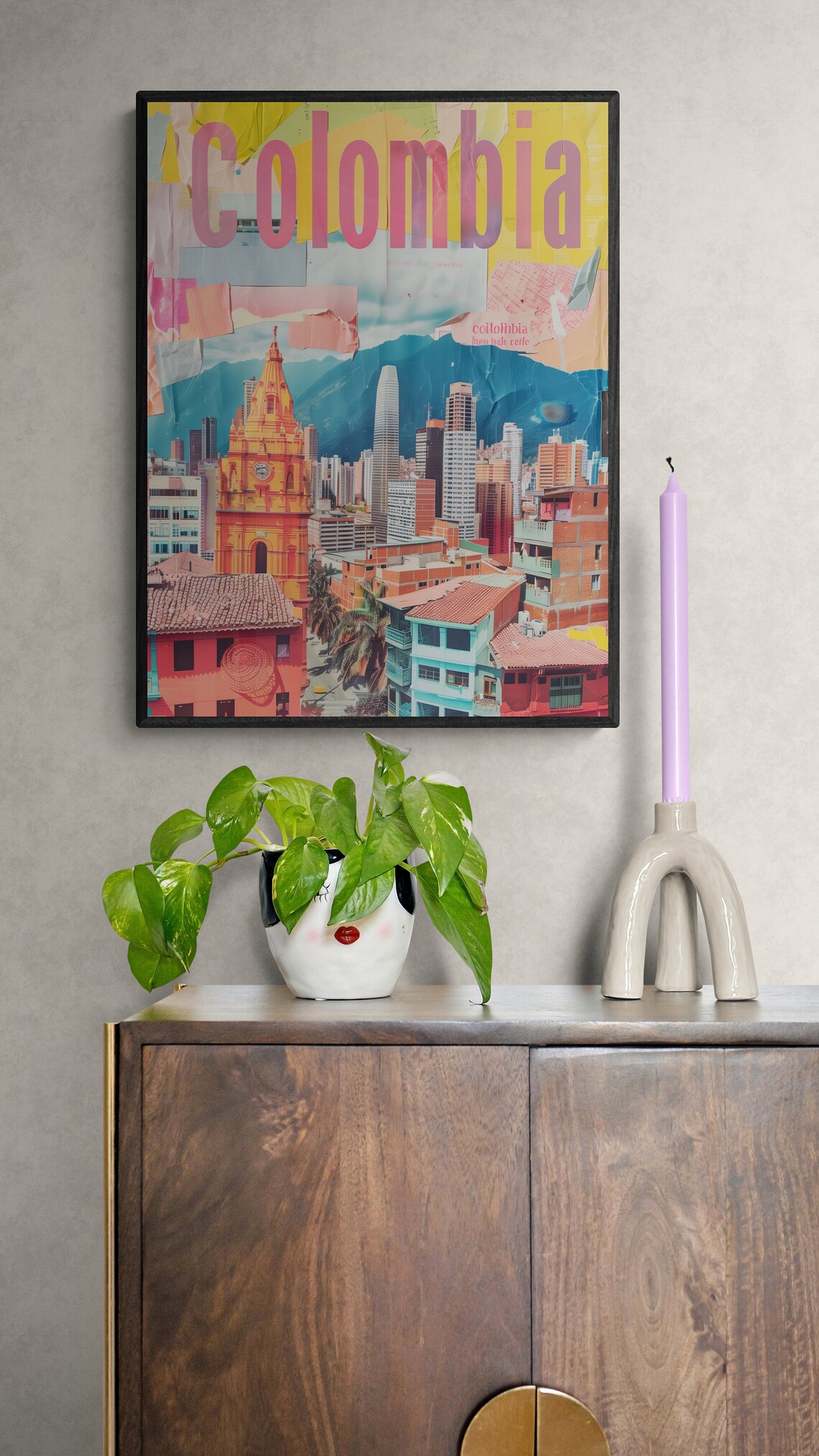 Colombia Colonial Church Mountain Skyline Collage Travel Poster - Image 3