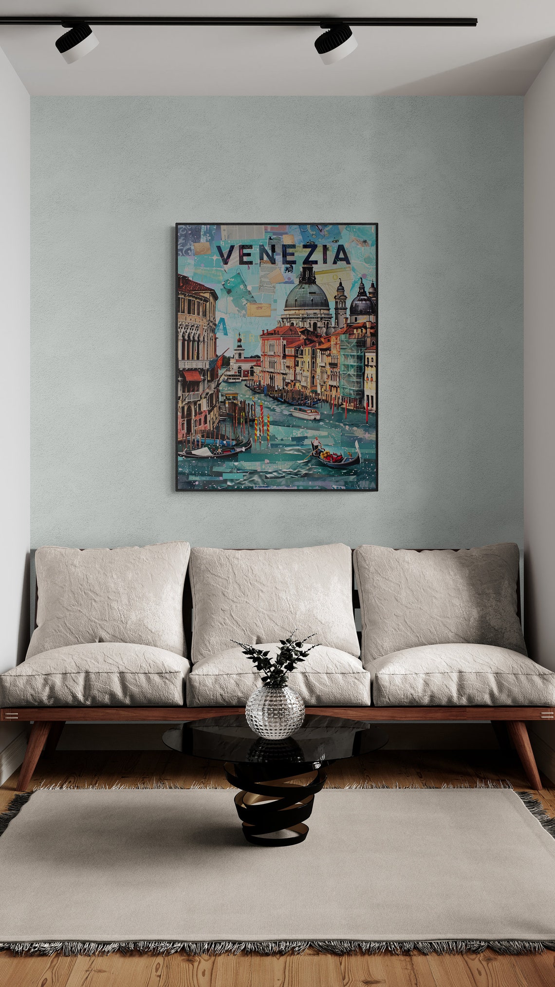 Venezia Grand Canal Gondolas Domed Church Collage Style Travel Poster - Image 3