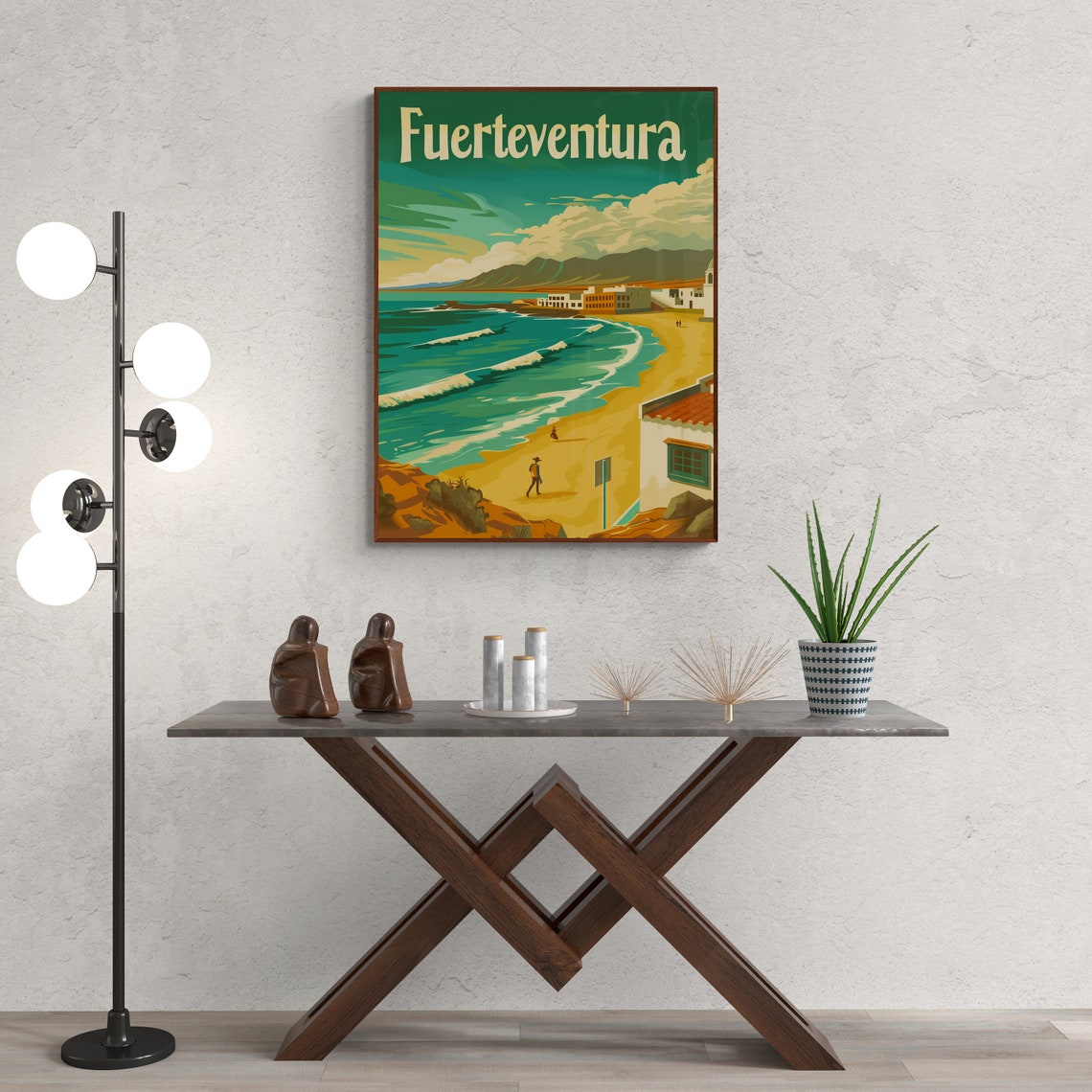 Fuerteventura Beach Surf Waves Golden Vintage Canary Island Poster - Image 5