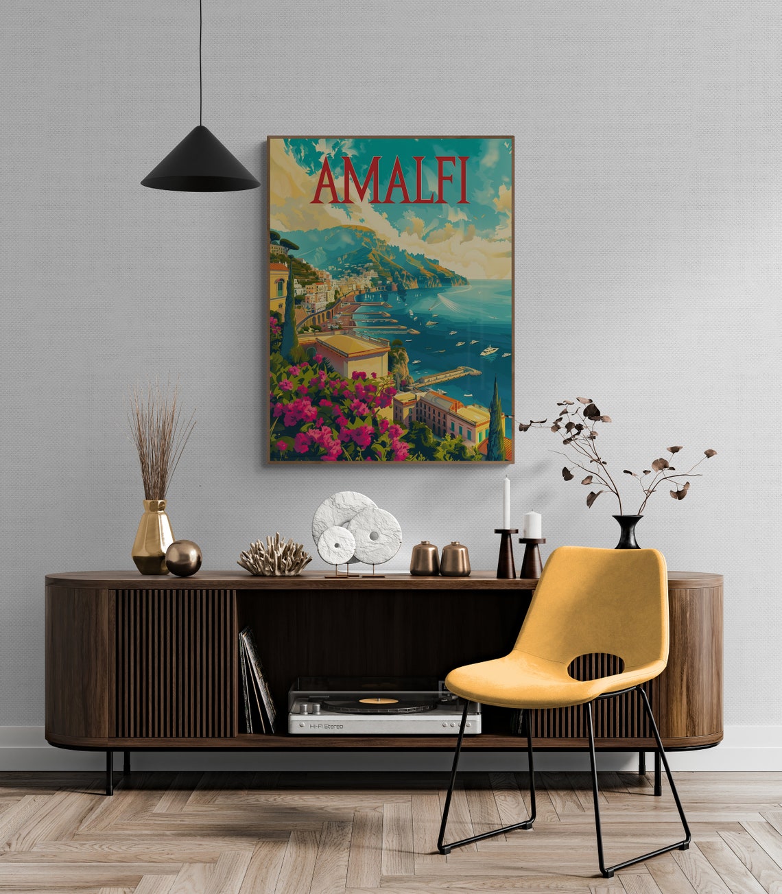 Amalfi Coast Cliffs Bougainvillea Vintage Italian Sea Poster - Image 5