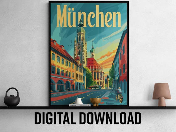 Munich Travel Poster Vintage Wall Art For Home Decor Wanderlust Gift For Travelers