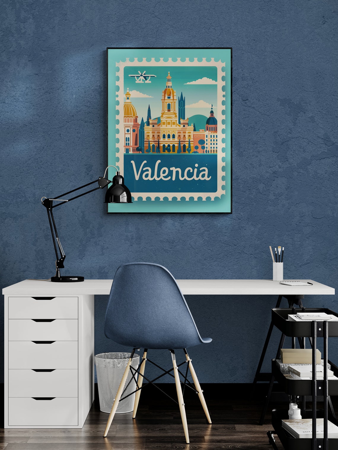 Valencia Spain City Skyline Vintage Stamp Style Travel Poster - Image 5