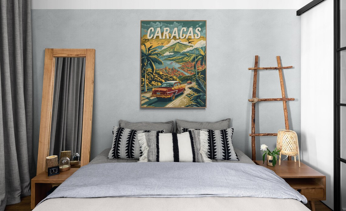 Caracas Classic Car Coastal Mountain Retro Travel Wall Poster - Image 5