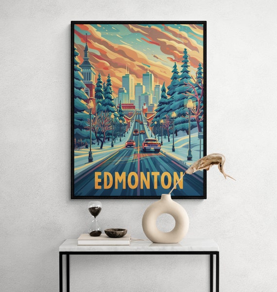 Edmonton Travel Poster Artistic Edmonton Wall Art Ideal For Home Decor Or A Travelers Gift
