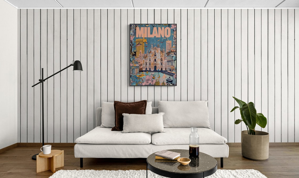 Milano Milan Cathedral Flowers Birds Boats Collage Travel Poster - Image 3