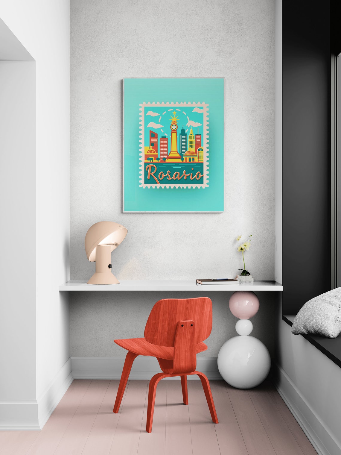 Rosario Argentina Clock Tower Skyline Stamp Art Travel Poster - Image 4