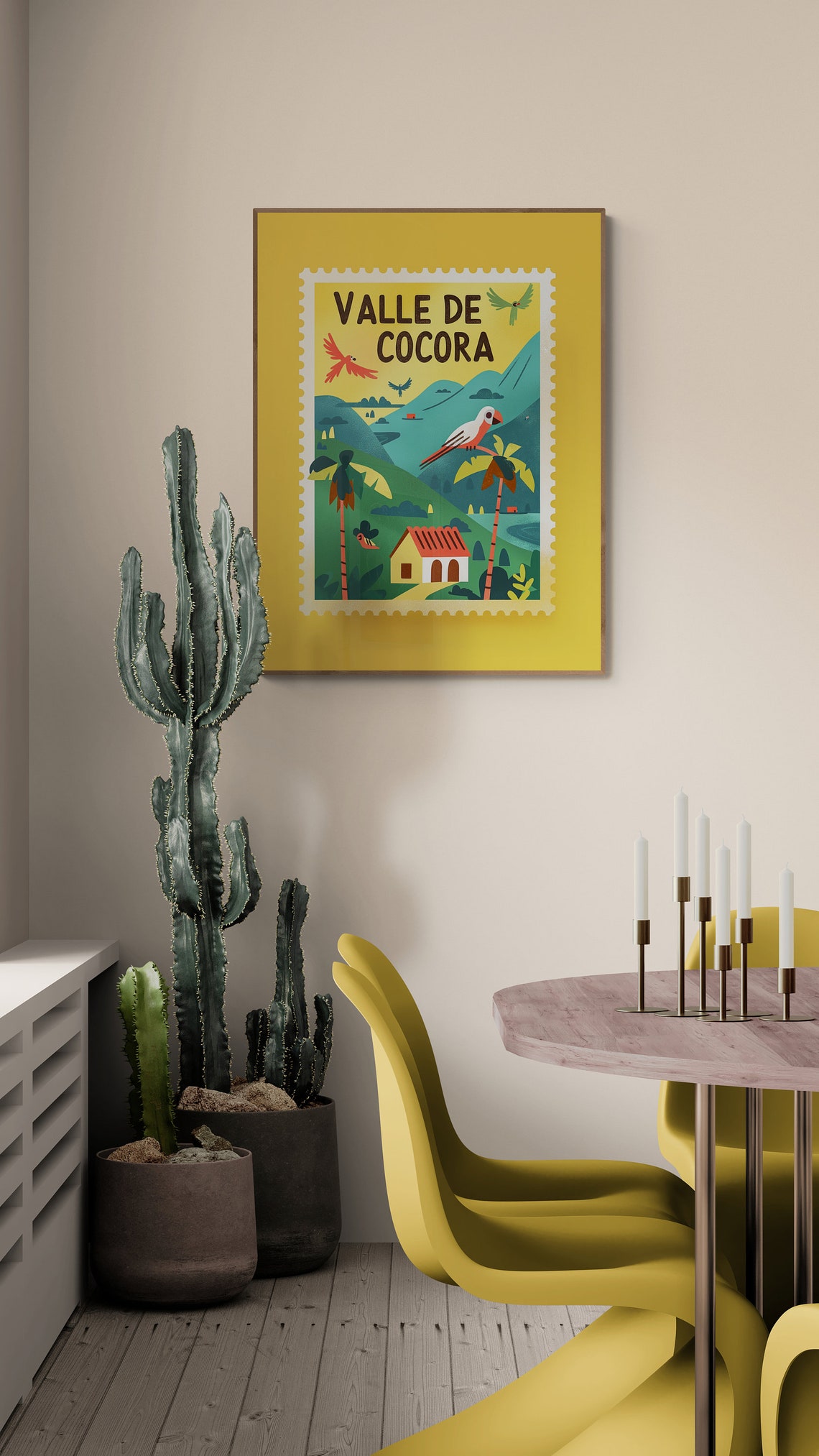 Valle de Cocora Colombia Palm Valley Stamp Art Travel Poster - Image 5