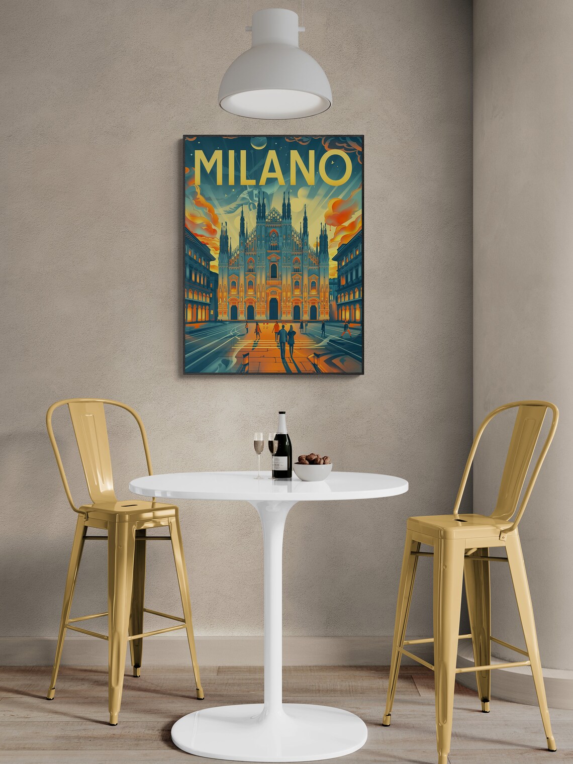 Milano Duomo Night Cathedral Vintage Italian Architecture Poster - Image 3