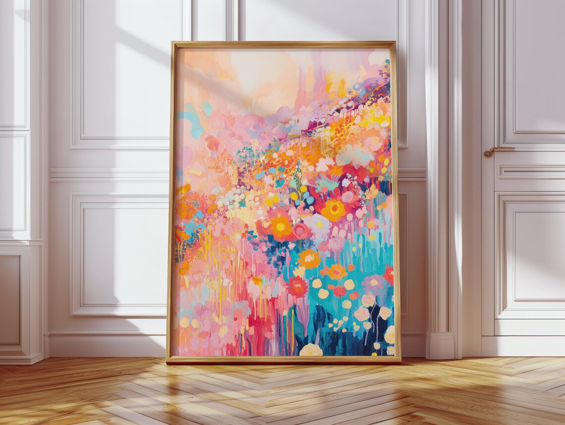 Modern Floral Wall Art, Vibrant Abstract Flowers