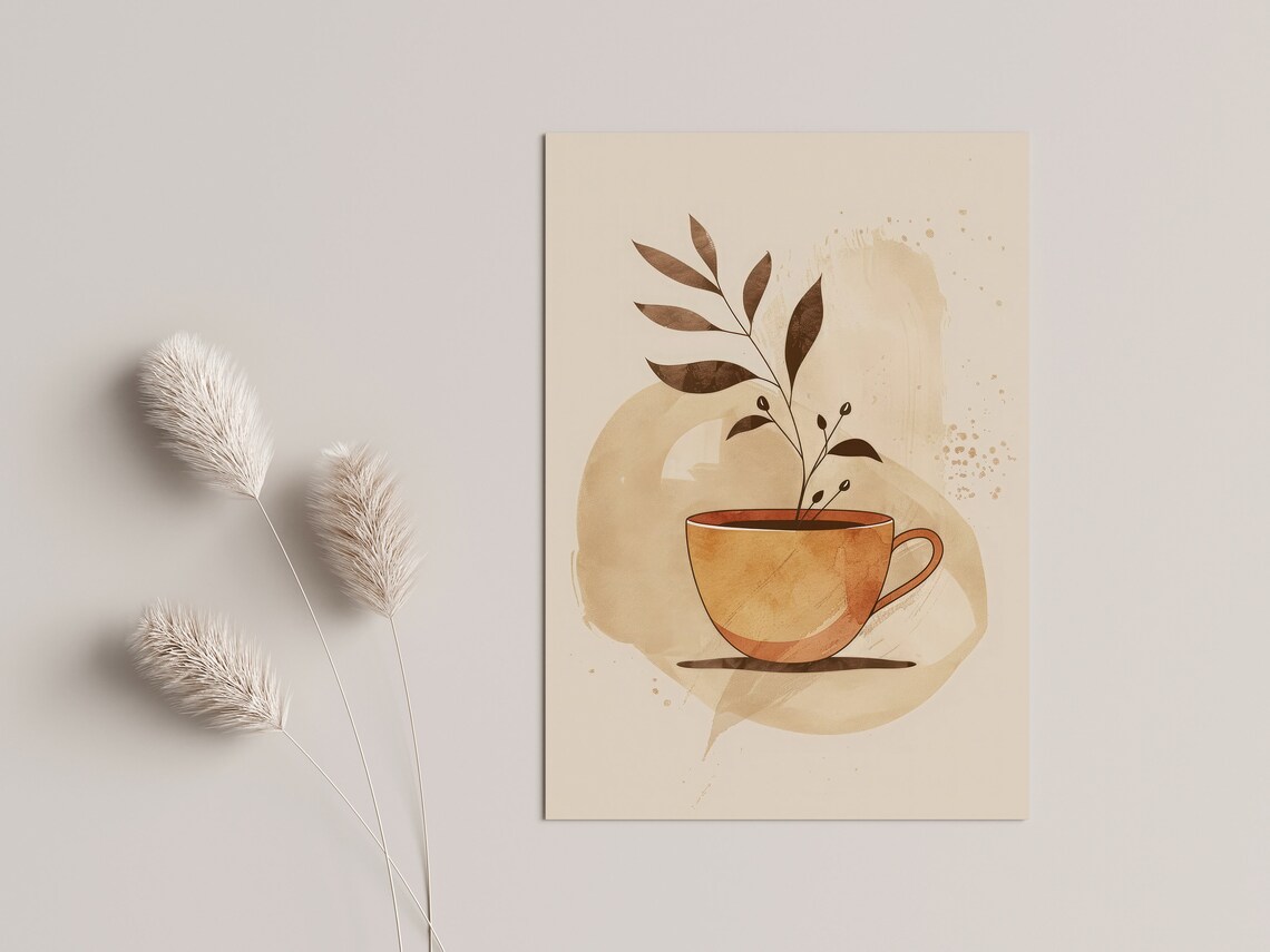 Scandinavian Coffee Cup Poster, Minimalist Kitchen Art