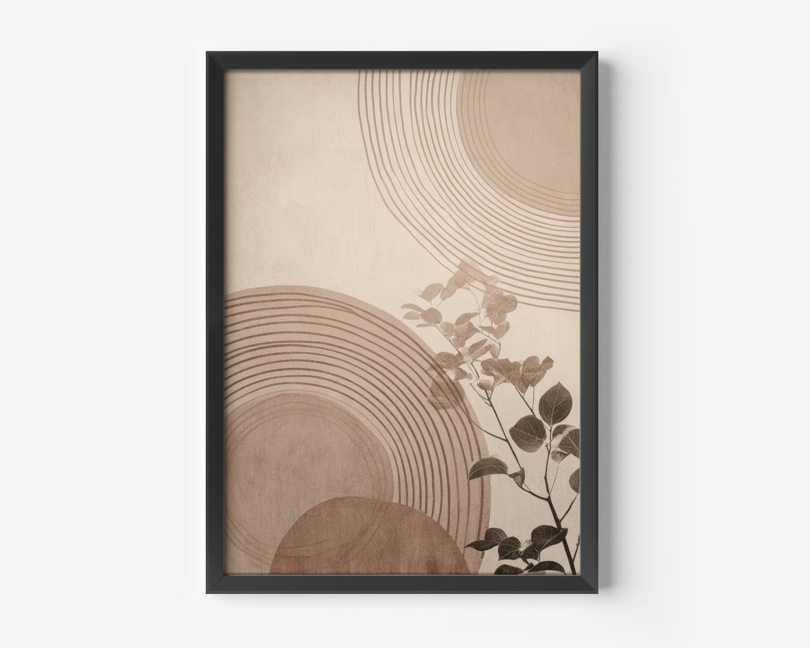 Neutral Abstract Botanical Sun Arcs Beige Modern Minimalist Poster