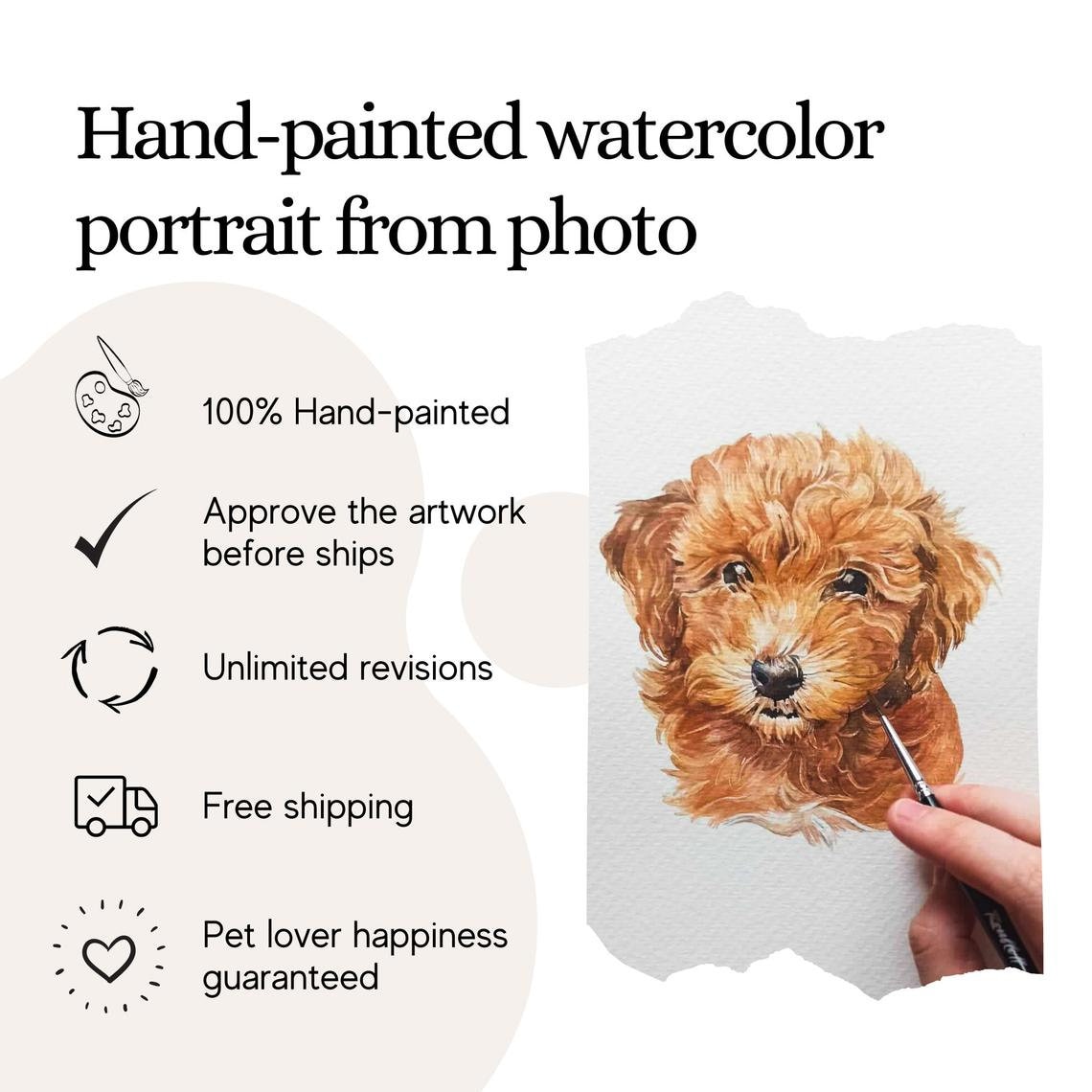Two Pet Watercolor Portrait, Custom From Photo Art Print - Image 2