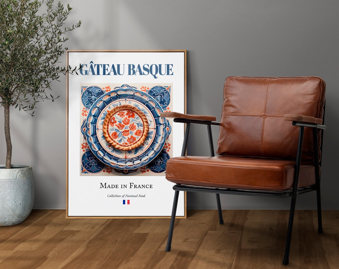 Gâteau Basque on Maiolica Tile Plate, Food Art Print - Image 4