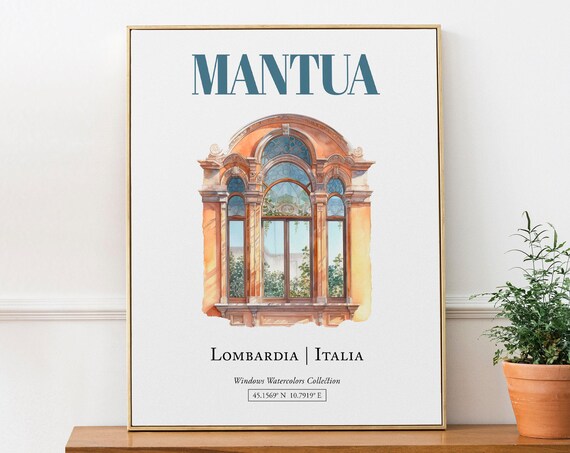 Mantua Lombardia Italia Travel Poster, Watercolor Style