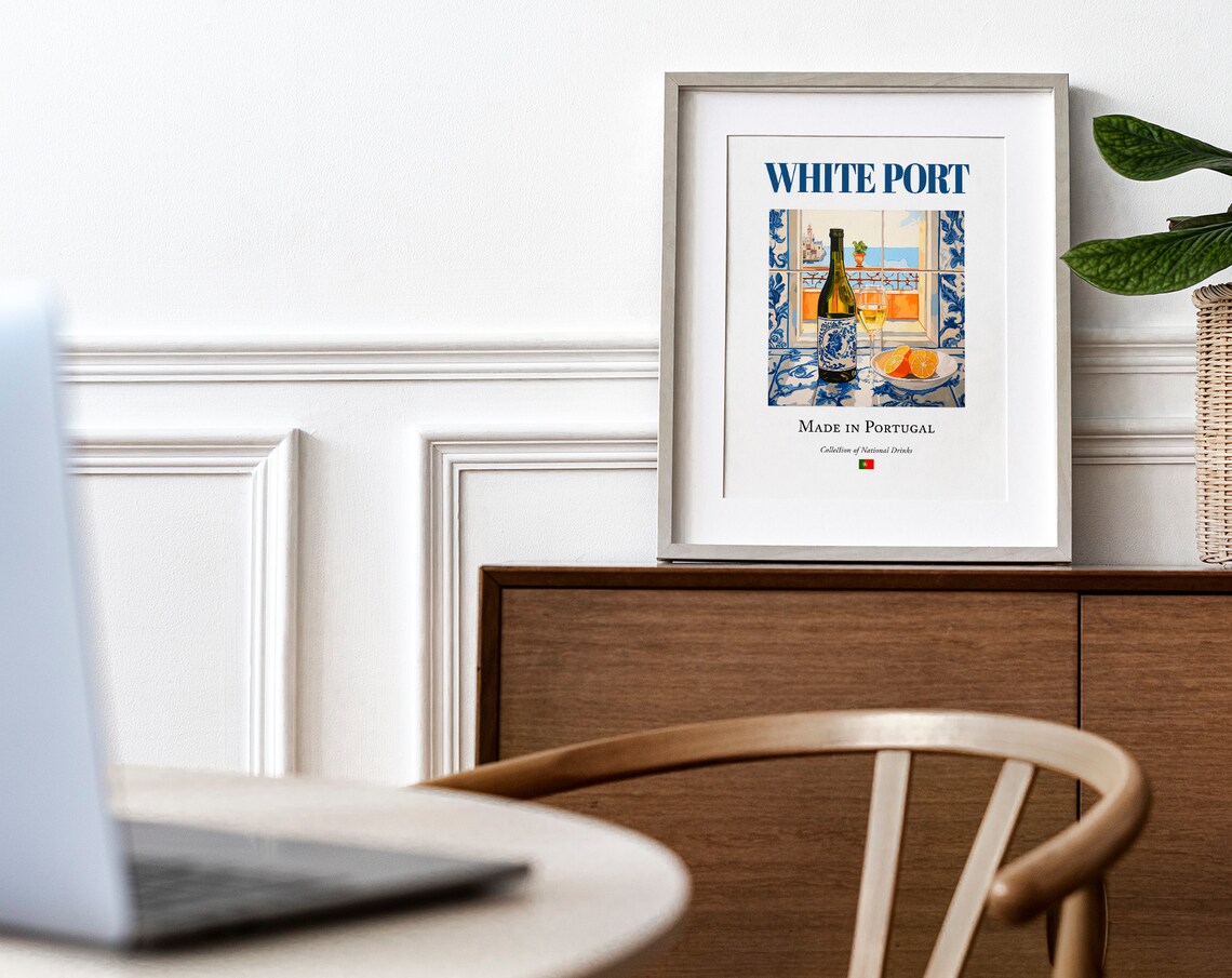 White Port On Azulejo Tile, Portugal Poster Print - Image 4