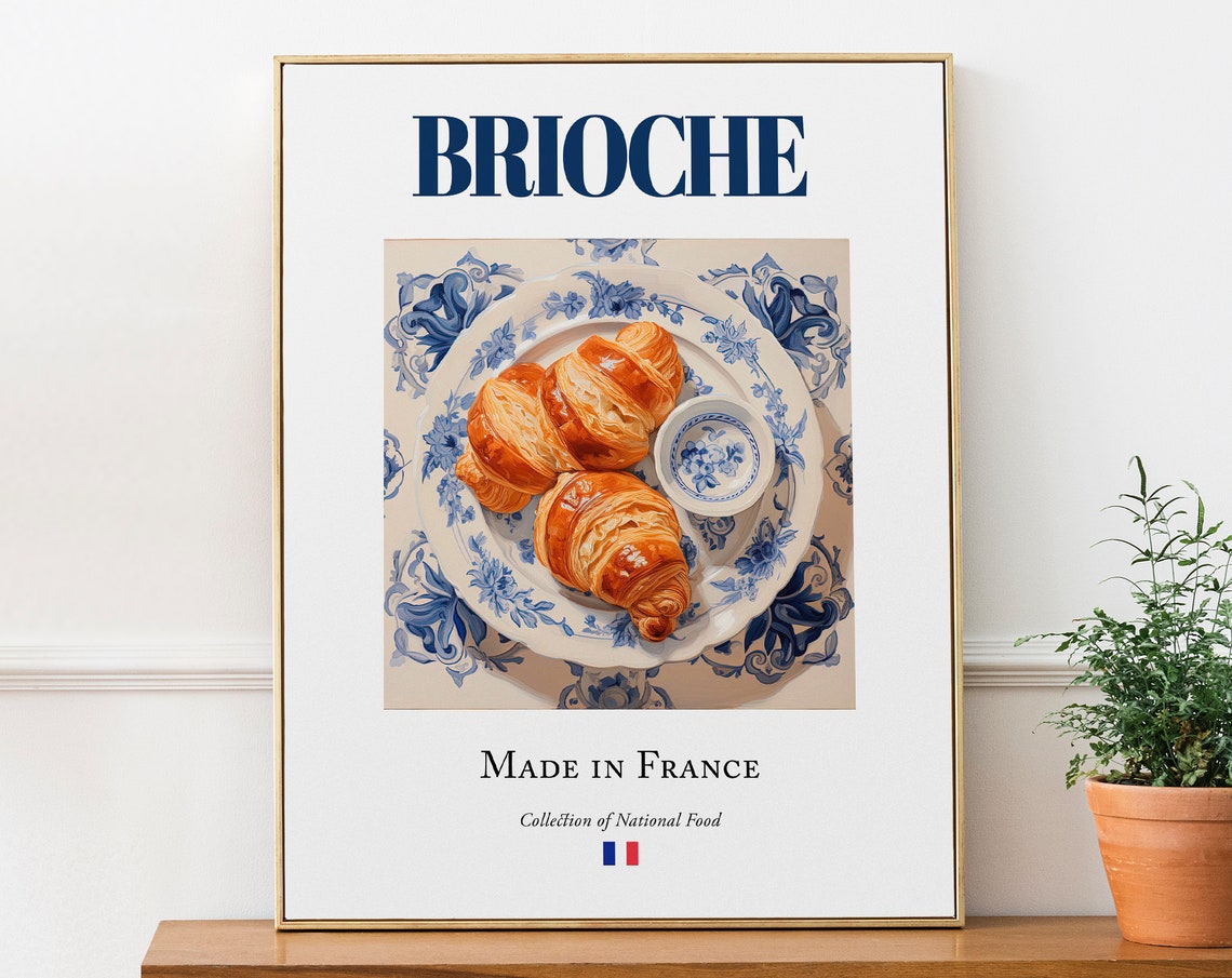 Brioche On Maiolica Tile Plate, French Food Art Print