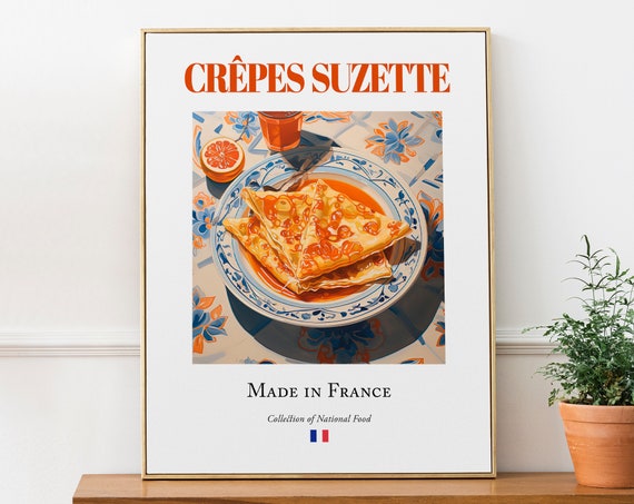 Crepes Suzette on Maiolica Tile Plate, French Art Print