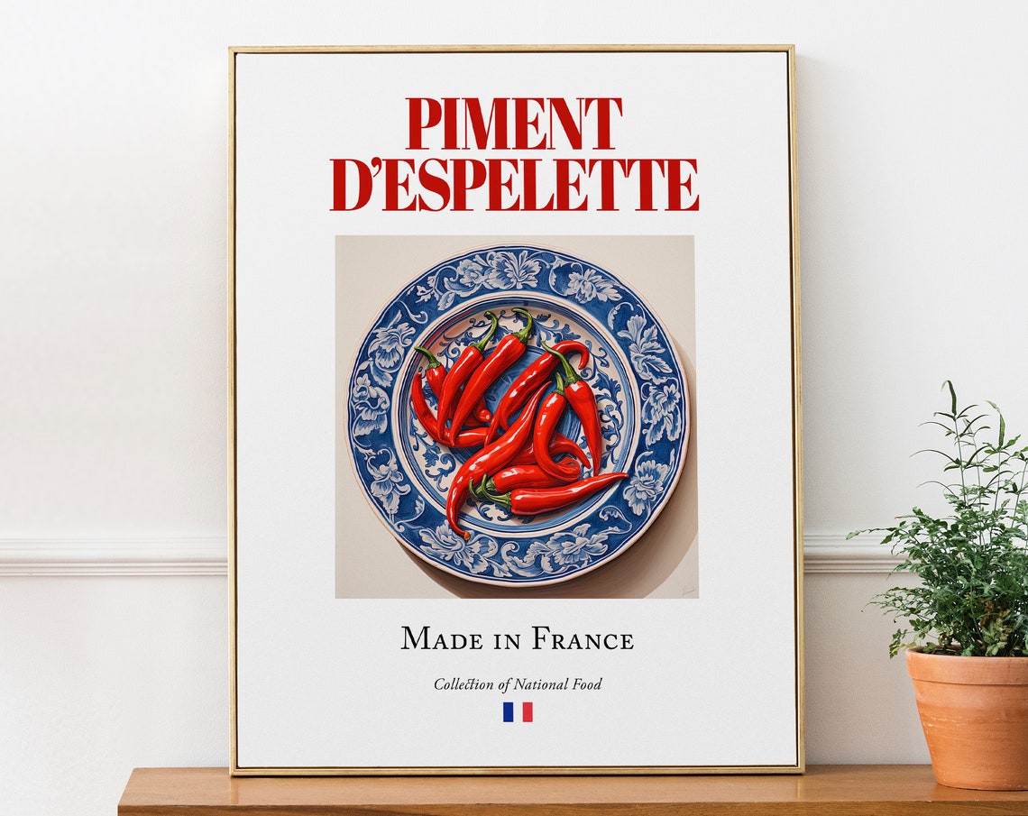 Piment Despelette on Maiolica Tile Plate, Art Print