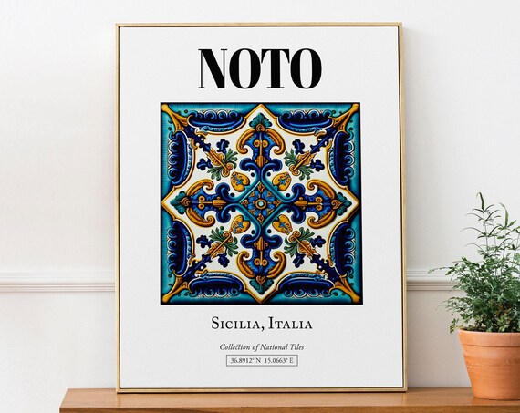 Noto Sicilia Italy Folk Maiolica Tile Art Print