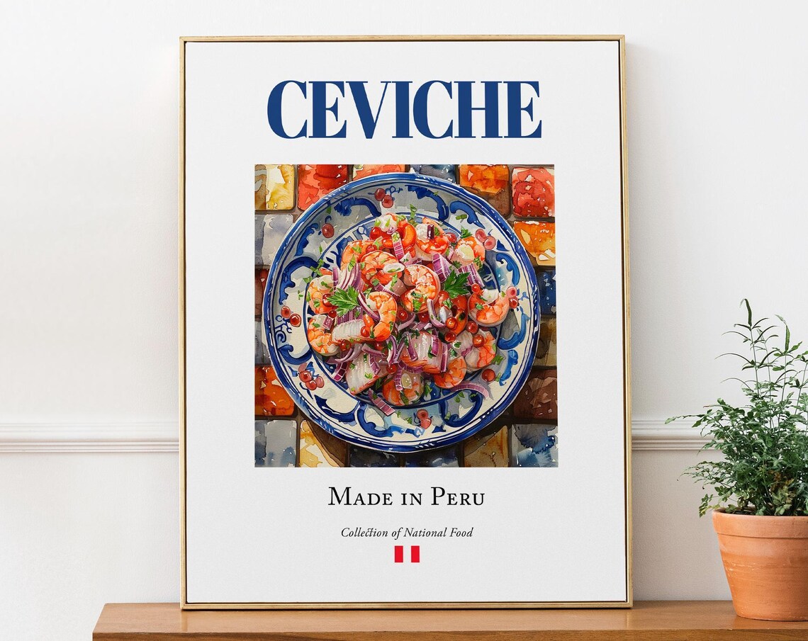 Ceviche on Maiolica Tile, Traditional Peruvian Art Print
