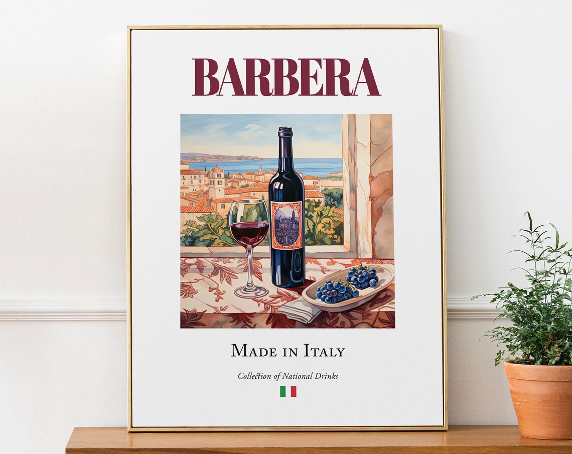 Barbera On Maiolica Tile, Italian Beverage Poster