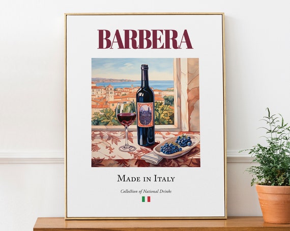 Barbera On Maiolica Tile, Italian Beverage Poster