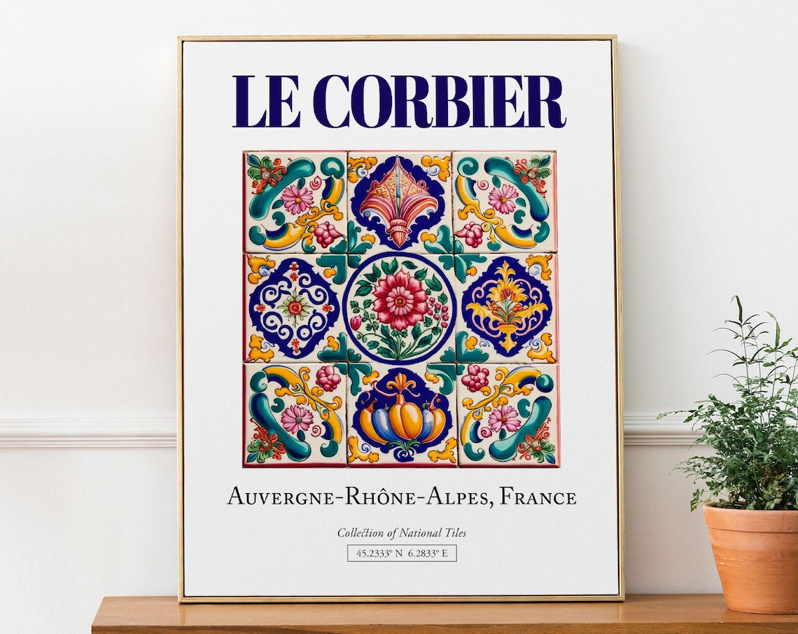 Le Corbier Traditional Tile Art Print, France