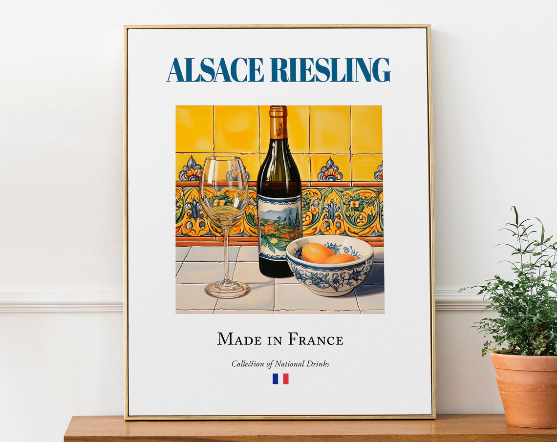 Traditional Alsace Riesling on Maiolica Tile Poster