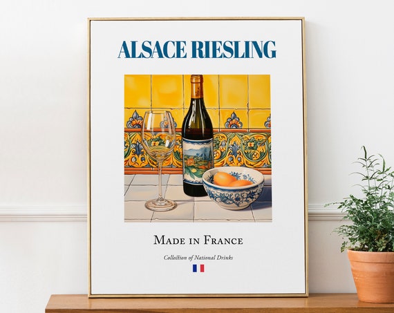 Traditional Alsace Riesling on Maiolica Tile Poster