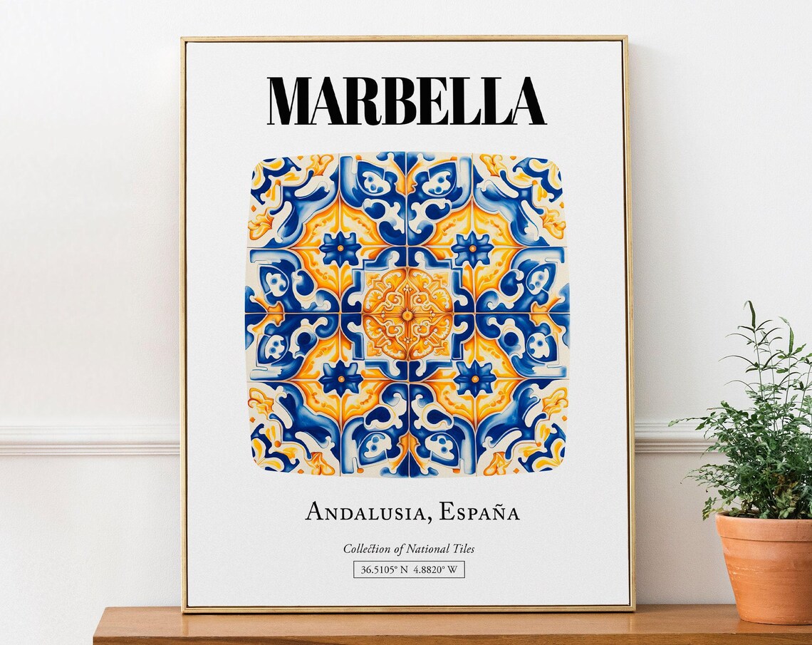 Marbellas Tile Pattern Poster, Andalusian Glamour