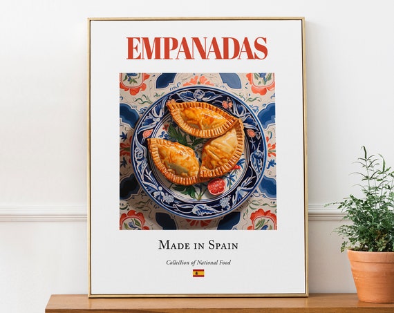 Empanadas on Maiolica Tile Plate, Spanish Food Art Print